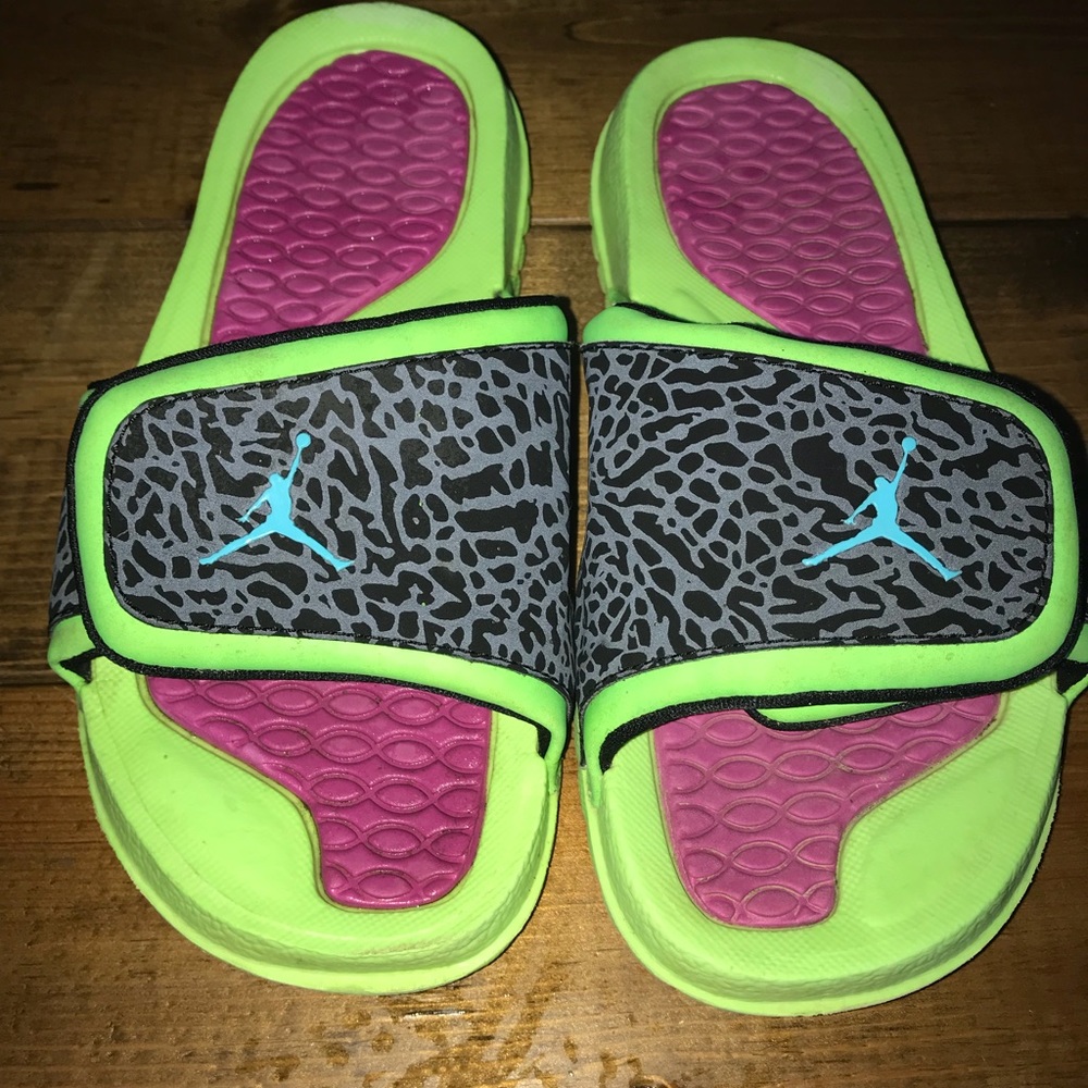 Michael Jordan neon green slides